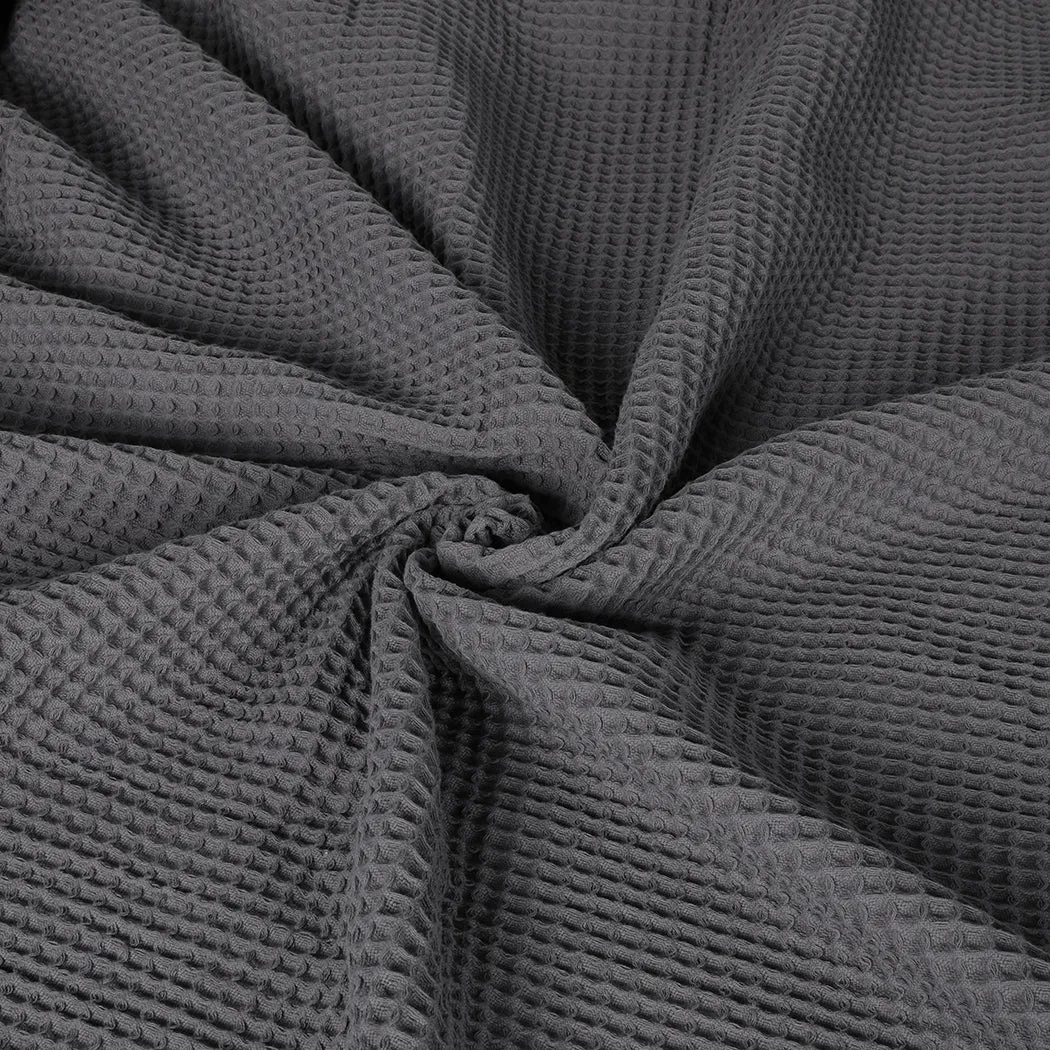 Webster Throw Soft Blanket Cotton Waffle Warm Large Sofa Bed Rugs Queen - Dark Grey