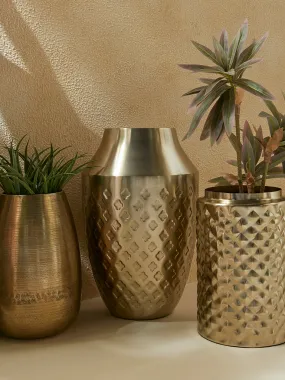 Westside Home Gold Diamond Embossed Floor Planter