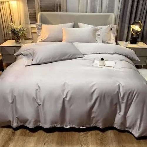 White Grey Duvet Cover Sets Solid Color