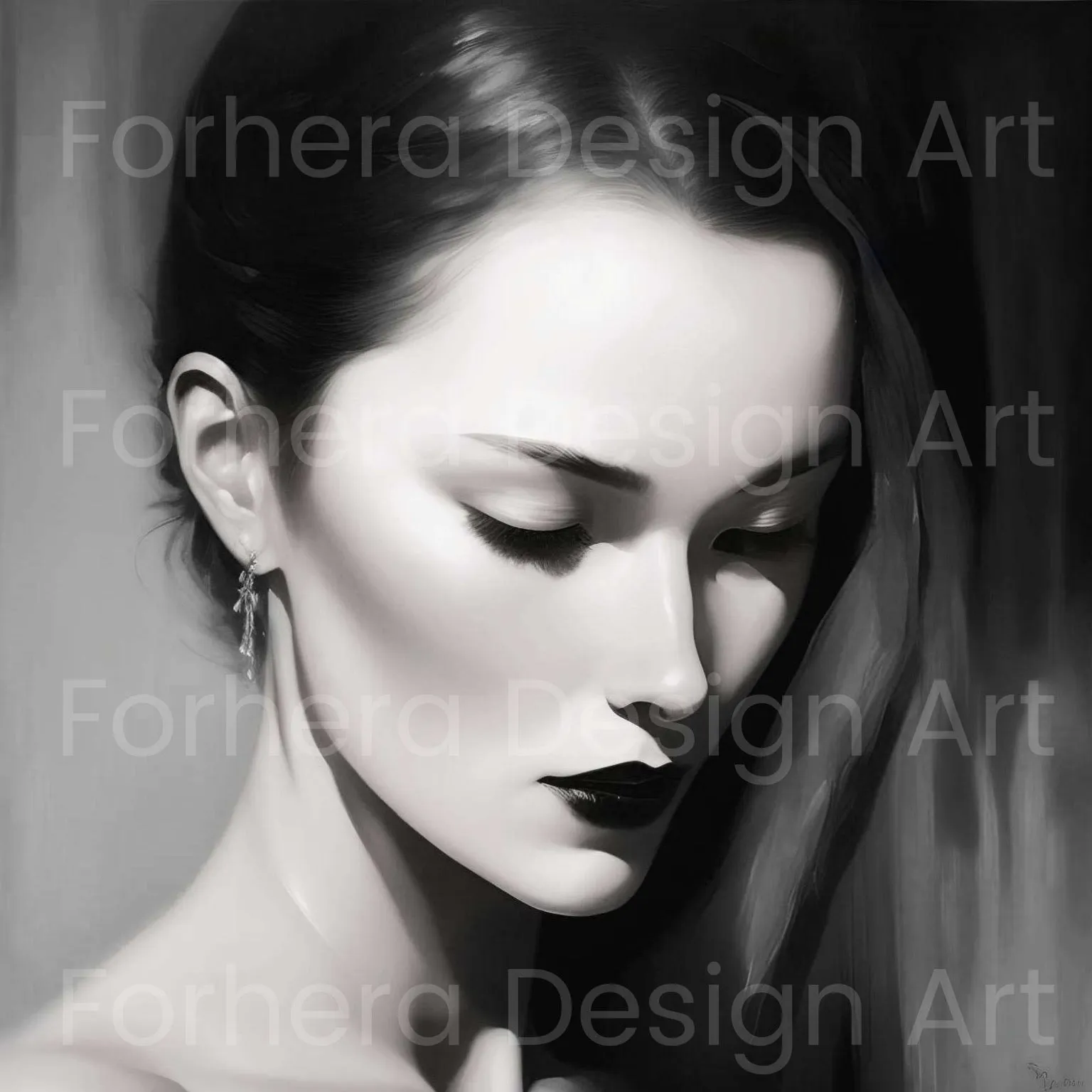 Woman's Silent Expression Collection. Captivating Black & White Art featuring Open & Closed Eyes